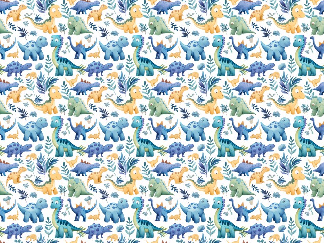 Fototapeta do pokoju dziecięcego - Bajkowa kraina kolorowych dinozaurów 75131 - zdjęcie 2