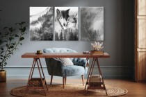 Obrazy na ścianę sypialni, salonu skandynawskie, las, wilki 20293 Naklejkomania - zdjecie 2 - miniatura