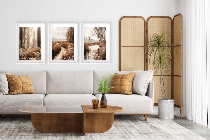Zestaw boho plakatów trzy Plakaty do salonu, sypialni Rzeka wśród drzew 23227 - zdjęcie 4