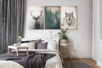 Obraz na ścianę do sypialni las, jeleń, wilk 20354 Naklejkomania - zdjecie 2 - miniatura
