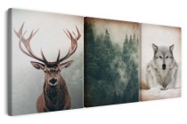 Obraz na ścianę do sypialni las, jeleń, wilk 20354 Naklejkomania - zdjecie 5 - miniatura
