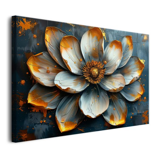 Obraz na ścianę Złoty Kwiat Lotosu - Elegancki Obraz na Płótnie Złoto 73123