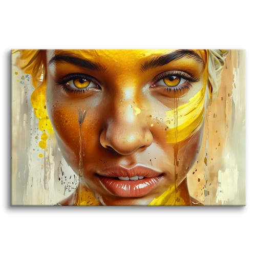 Współczesny Obraz na ścianę Kobieta z żółtą farbą 73092