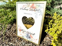 Plakat, prezent, podziękowanie dla rodziców na ślub, wesele - złote serce wśród kwiatów 61695 Naklejkomania - zdjecie 2 - miniatura
