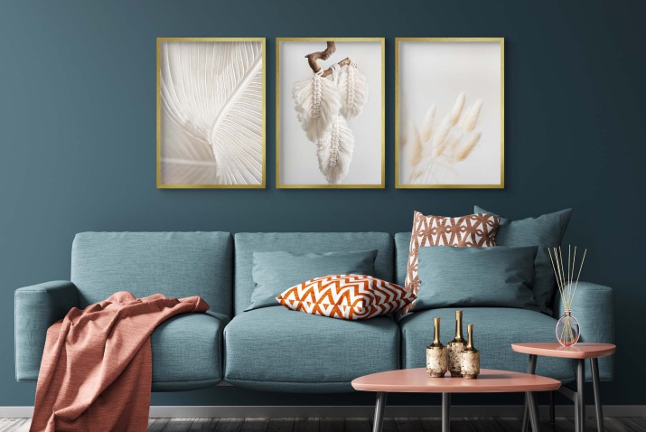 Zestaw boho plakatów trzy Plakaty postery do salonu, sypialni Liść, Makrama i Trawa 81185 - zdjęcie 6
