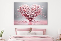 Abstrakcyjny romantyczny obraz Serce z Różowych Kwiatów Wiśni 73108 Naklejkomania - zdjecie 3 - miniatura