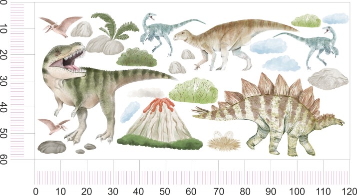 Naklejki na ścianę dla dzieci Dinozaury i wulkan 52000 - zdjęcie 3