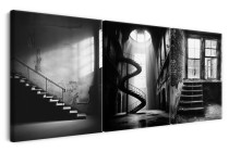 Tryptyk w stylu Loft | Industrialne schody w trzech odsłonach | Czarno- białe obrazy na ścianę do salonu, biura 20860 Naklejkomania - zdjecie 2 - miniatura
