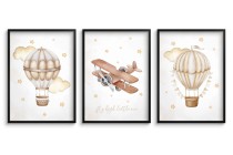 Subtelne plakaty do pokoju dziecięcego Balony i Samolot w chmurach kd091 Naklejkomania - zdjecie 1 - miniatura