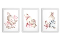Zestaw trzech plakatów plakaty na ścianę w ramie rodzina słodkich króliczków KD027 Naklejkomania - zdjecie 7 - miniatura