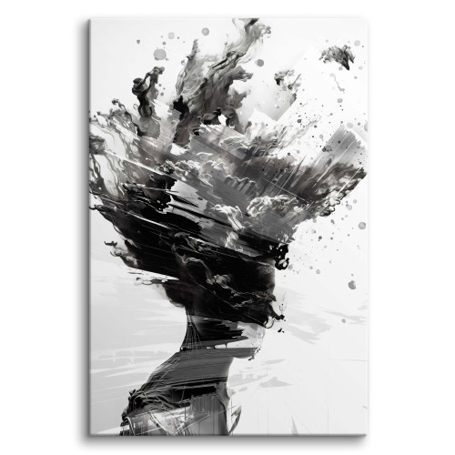 Czarno-biały obraz na ścianę- Eksplozja Abstrakcji | Nowoczesne obrazy do salonu, sypialni biura 20862 Naklejkomania - zdjecie 1