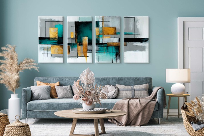 Czteroczęściowy obraz Abstrakcyjna, prosta forma geometryczna 32545 - zdjęcie 2