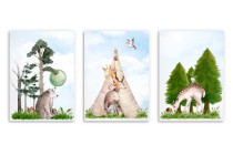 Zestaw trzech plakatów plakaty na ścianę w ramie pastelowe zwierzątka KD031 Naklejkomania - zdjecie 4 - miniatura