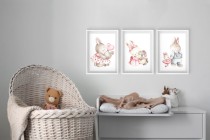 Zestaw trzech plakatów plakaty na ścianę w ramie rodzina słodkich króliczków KD027 Naklejkomania - zdjecie 5 - miniatura