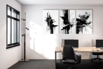 Abstrakcyjny Tryptyk | Czarno-Biały obraz do salonu, sypialni, biura 20856 Naklejkomania - zdjecie 3 - miniatura