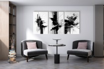 Abstrakcyjny Tryptyk | Czarno-Biały obraz do salonu, sypialni, biura 20856 Naklejkomania - zdjecie 4 - miniatura