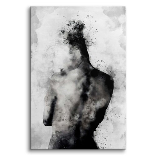 Nowoczesny obraz na płótnie- Tajemnicza postać w szarej mgle | Abstrakcyjna dekoracja ścienna 20853