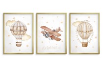 Subtelne plakaty do pokoju dziecięcego Balony i Samolot w chmurach kd091 Naklejkomania - zdjecie 2 - miniatura