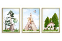 Zestaw trzech plakatów plakaty na ścianę w ramie pastelowe zwierzątka KD031 Naklejkomania - zdjecie 3 - miniatura