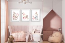 Zestaw trzech plakatów plakaty na ścianę w ramie rodzina słodkich króliczków KD027 Naklejkomania - zdjecie 4 - miniatura