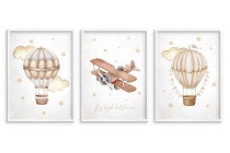 Subtelne plakaty do pokoju dziecięcego Balony i Samolot w chmurach kd091 Naklejkomania - zdjecie 3 - miniatura