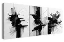Abstrakcyjny Tryptyk | Czarno-Biały obraz do salonu, sypialni, biura 20856 Naklejkomania - zdjecie 2 - miniatura