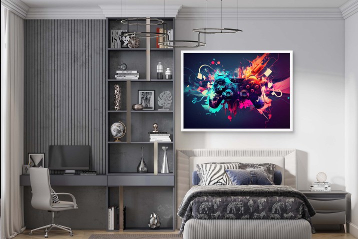 Nowoczesny Plakat młodzieżowy- Pad Kontroler PlayStation | Dynamiczny wzór do pokoju gracza 61702 - zdjęcie 6