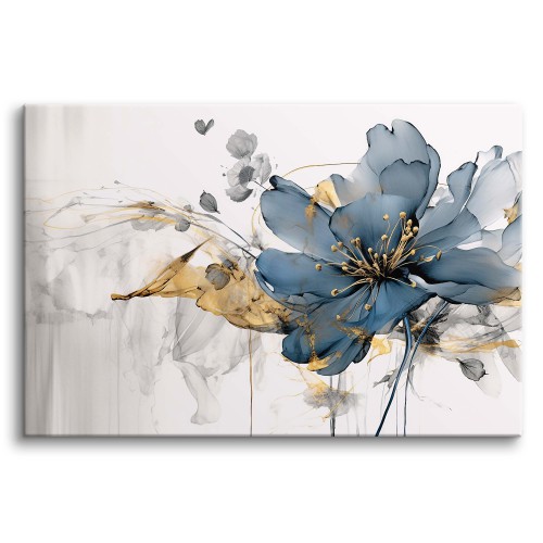 Dekoracja ścienna - abstrakcyjny obraz z motywem kwiatowym | Obraz na płótnie z niebieskim kwiatem 20876