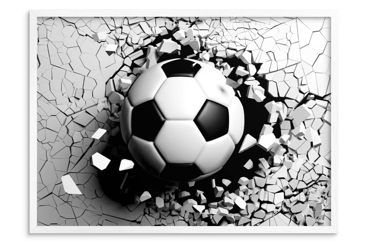 Plakat z efektem 3D | Piłka Nożna w ściane | Plakat młodzieżowy z motywem piłkarskim | Dekoracja 3D dla fana futbolu 61710 - zdjęcie 3