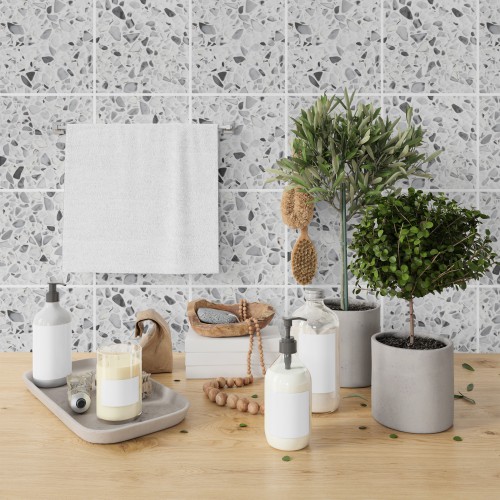 Naklejki na płytki ceramiczne, kafelki | Lastryko, Imitacja Kamienia | Nowoczesna, samoprzylepna okleina 65523 - zdjęcie 5