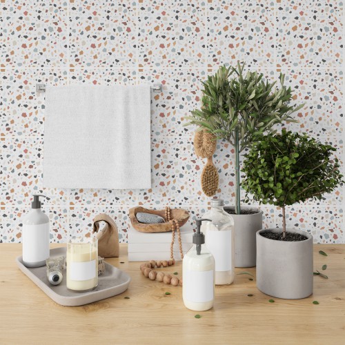 Naklejki na płytki ceramiczne, kafelki | Lastryko, Imitacja Kamienia | Nowoczesna, samoprzylepna okleina 65520 - zdjęcie 2