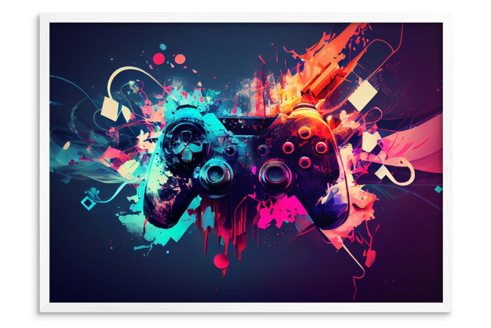 Nowoczesny Plakat młodzieżowy- Pad Kontroler PlayStation | Dynamiczny wzór do pokoju gracza 61702 - zdjęcie 3