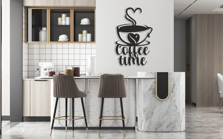 Nowoczesna Dekoracja Ścienna 3D | Panel ażurowy &amp;amp;quot;Coffee Time&amp;amp;quot; | Obraz 3D do kuchni, jadalni, kawiarni 66817 - zdjęcie 4