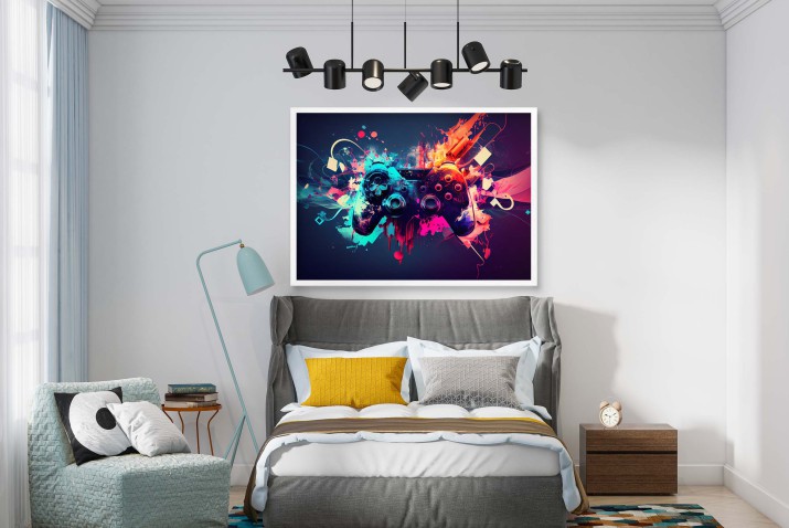 Nowoczesny Plakat młodzieżowy- Pad Kontroler PlayStation | Dynamiczny wzór do pokoju gracza 61702 - zdjęcie 7