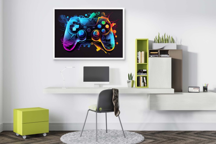 Kolorowy Plakat młodzieżowy- Pad Kontroler PlayStation | Neonowy wzór do pokoju gracza 61701 - zdjęcie 6