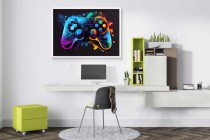 Kolorowy Plakat młodzieżowy- Pad Kontroler PlayStation | Neonowy wzór do pokoju gracza 61701 Naklejkomania - zdjecie 6 - miniatura