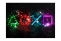 Plakat dla Gracza- Neonowe Symbole PlayStation na Kosmicznym Tle | Młodzieżowa dekoracja 61704 Naklejkomania - zdjecie 7 - miniatura