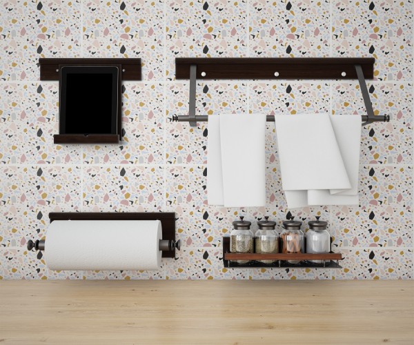 Naklejki na płytki ceramiczne, kafelki | Lastryko / Terrazzo | Nowoczesna, samoprzylepna okleina do kuchni, łazienki 65518 - zdjęcie 3