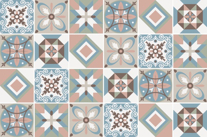 Naklejki na płytki ceramiczne, kafelki | Mozaika, geometryczny, pastelowy wzór | Okleina w stylu Vintage 65526 - zdjęcie 6