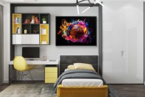 Kolorowy Plakat z Piłką do Koszykówki | Efekt Splash- kolorowa farba | Dynamiczny Styl Street Art, idealny do pokoju młodzieżowego 61705 - miniaturka 4