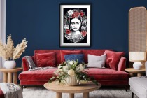 Artystyczny Plakat na Ścianę- Frida Kahlo w Otoczeniu Kwiatów | Plakat Pop Art do salonu, sypialni, biura 23243 Naklejkomania - zdjecie 4 - miniatura