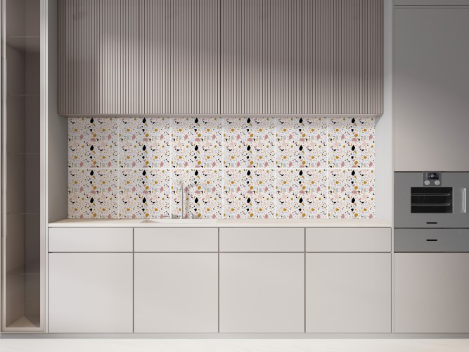 Naklejki na płytki ceramiczne, kafelki | Lastryko / Terrazzo | Nowoczesna, samoprzylepna okleina do kuchni, łazienki 65518 - zdjęcie 2