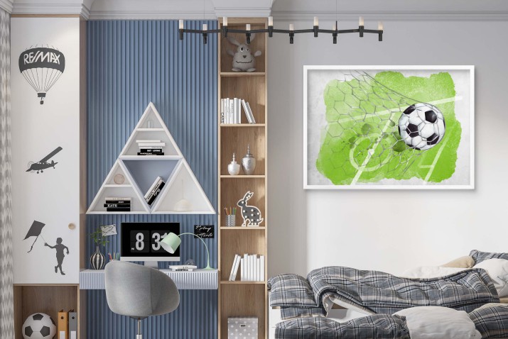 Plakat Piłka Nożna | Plakat młodzieżowy Piłka w akwareli do pokoju nastolatka| Dekoracja dla fana sportu 61709 - zdjęcie 5