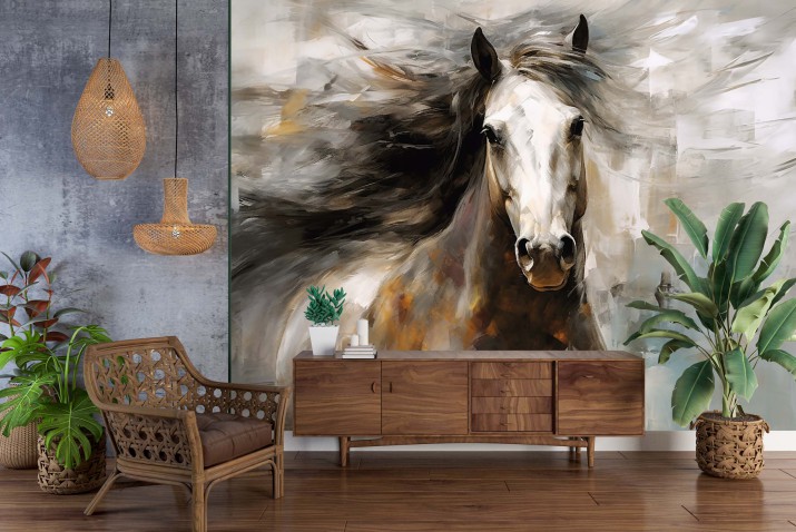 Fototapeta Malowany Koń | Nowoczesna tapeta do salonu, sypialni, biura | Dekoracja ścienna 21313