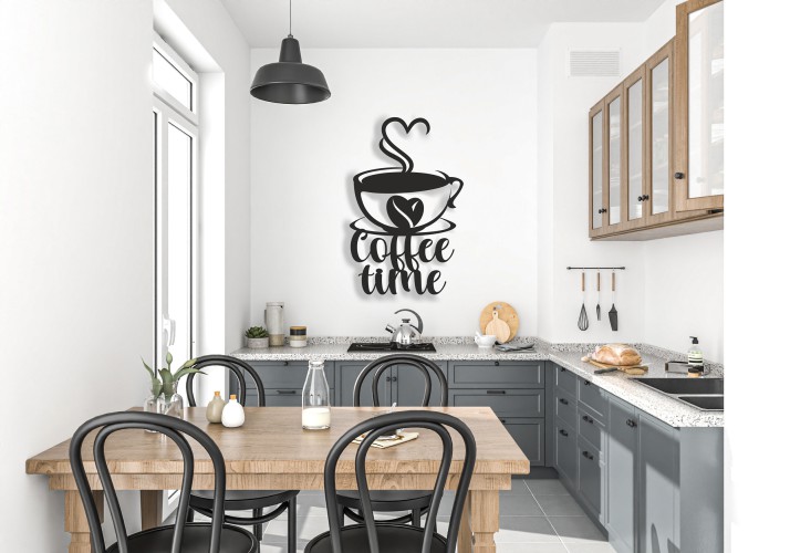 Nowoczesna Dekoracja Ścienna 3D | Panel ażurowy &amp;amp;quot;Coffee Time&amp;amp;quot; | Obraz 3D do kuchni, jadalni, kawiarni 66817 - zdjęcie 3