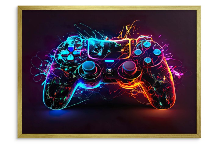 Młodzieżowa dekoracja | Neonowy Plakat gamingowy | Pad Kontroler PlayStation 61700 - zdjęcie 2