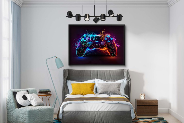 Młodzieżowa dekoracja | Neonowy Plakat gamingowy | Pad Kontroler PlayStation 61700 - zdjęcie 4