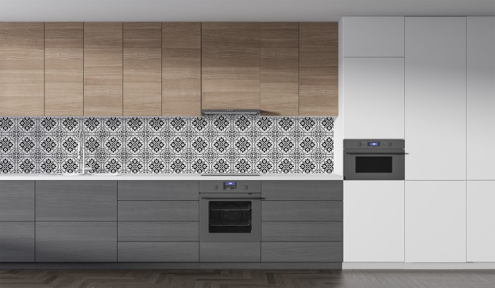 Naklejki na płytki ceramiczne, kafelki | Mozaika, czarno-biały orientalny wzór | Okleina do kuchni, łazienki 65527 - zdjęcie 3