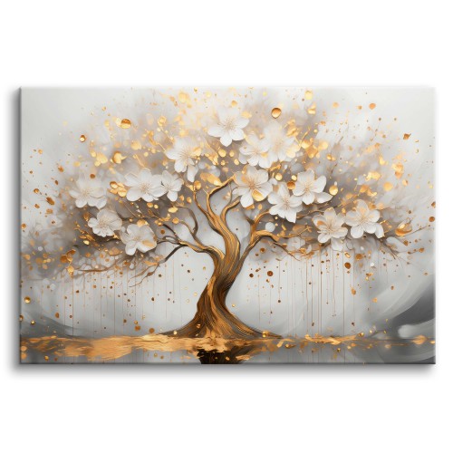 Elegancki Obraz na Płótnie Złote Drzewo | Nowoczesna dekoracja w stylu Glamour 20875