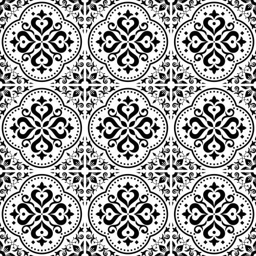 Naklejki na płytki ceramiczne, kafelki | Mozaika, czarno-biały orientalny wzór | Okleina do kuchni, łazienki 65527